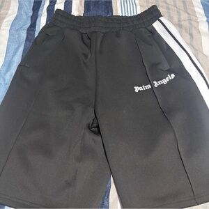 Palm Angels Black and White Athletic Shorts